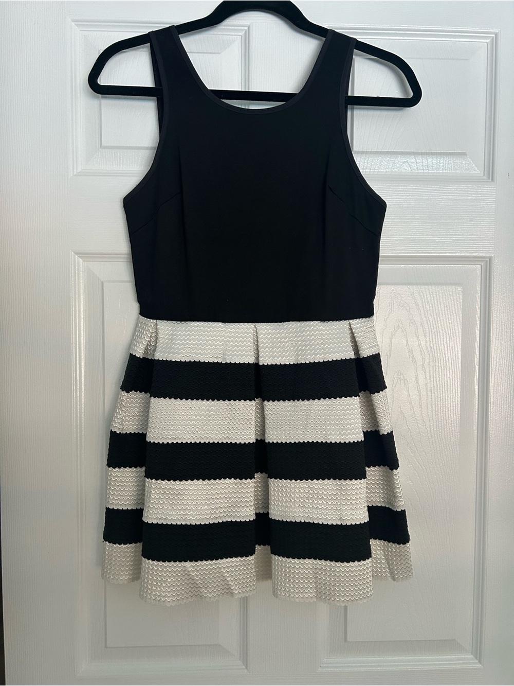 Black and White Striped Fit & Flare Dress